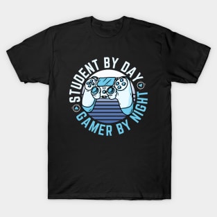 Student By Day Gamer by Night Cool Gaming T-Shirt